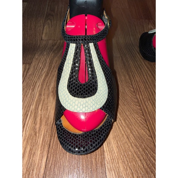 Chie Mihara Slingback Heels Black White Leather EU 38.5 US 8.5 Designer Shoes - Picture 9 of 16